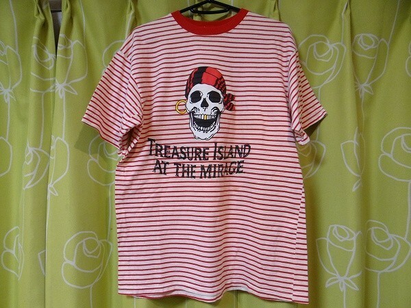 希少 90年代 ラスベガス ミラージュ TREASURE ISLAND 海賊 スカル ワンピース ドクロ Tシャツ Lサイズ