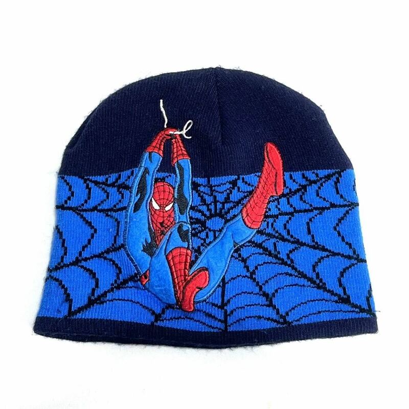 ■ 00s MARVEL THE AMAZING SPIDER MAN アクリル ニット帽 ビーニー 古着 マーベル アメイジング スパイダーマン アメコミ ストリート ■