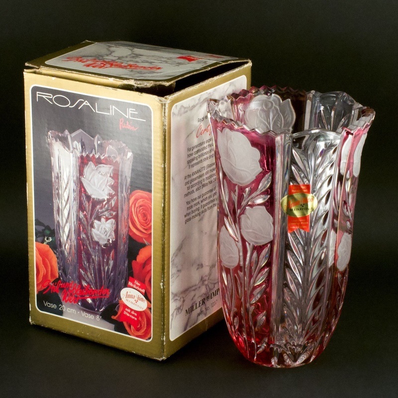 ドイツ アンナヒュッテ（annahutte crysta）花瓶 クリスタル ガラス 24% Pbo 未使用