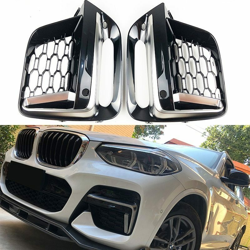 E053フォグライトグリル セリウムグレーランプカバー フレームトリムプロテクター 外装 カーアクセサリー BMW X3 G01 X4 G02 2018-2020用