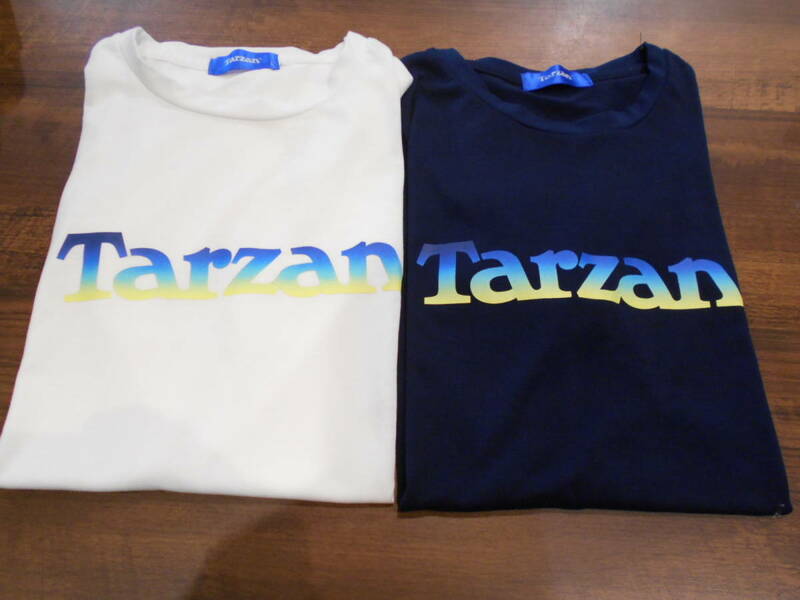 TARZAN ターザン ロゴ Tシャツ 2枚 セット まとめ売り ホワイト ネイビー Lサイズ トレーニング 筋トレ フィットネス