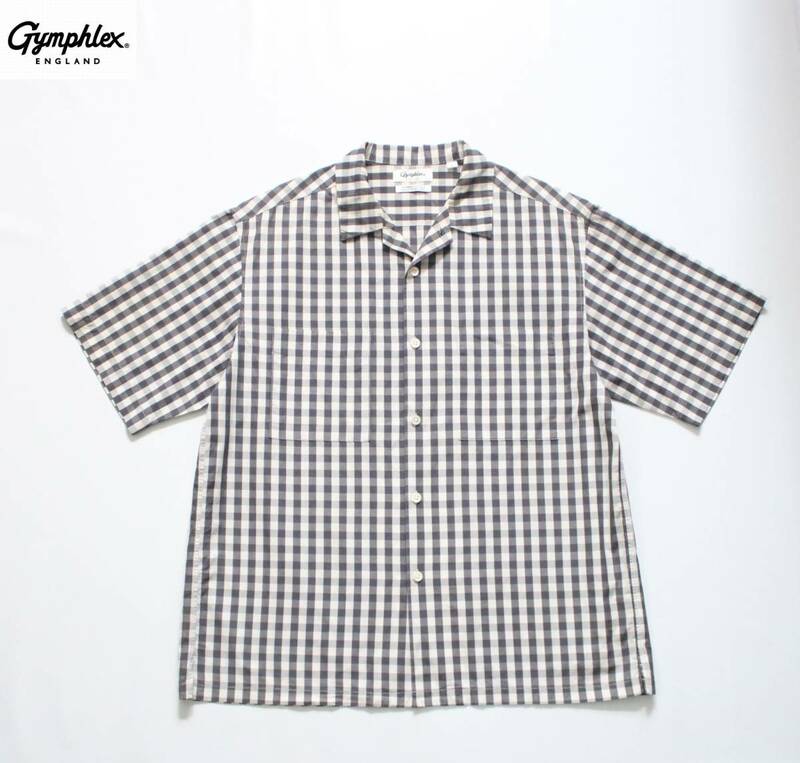 【 Gymphlex ジムフレックス 】ギンガムチェック 半袖 オープンカラーシャツ L/ゆったり #J-1353 NTS 定価¥14,080 コットン COMBED COTTON