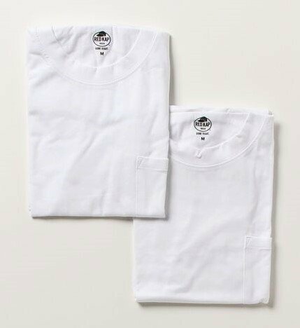 REDKAP レッドキャップ 2枚組セットポケット Tシャツ 半袖 丸首 クルーネック ヘビーウェイト 白 L RK5701 インポート メンズ 人気