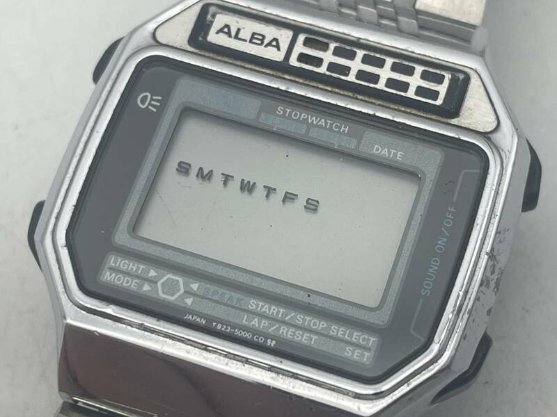 SEIKO セイコー　本物　ALBA アルバ　ボイスアラーム　Y823-5000　デジタル　ヴィンテージ　純正ブレス　メンズ　動作未チェック　保証無