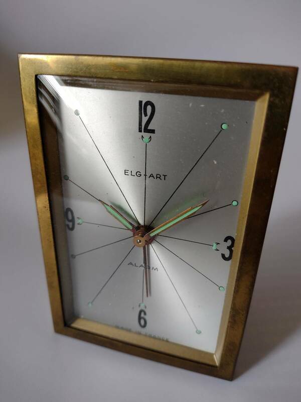 【時計】フランス製 アンチーク 小型 置き時計 たて型 故障?