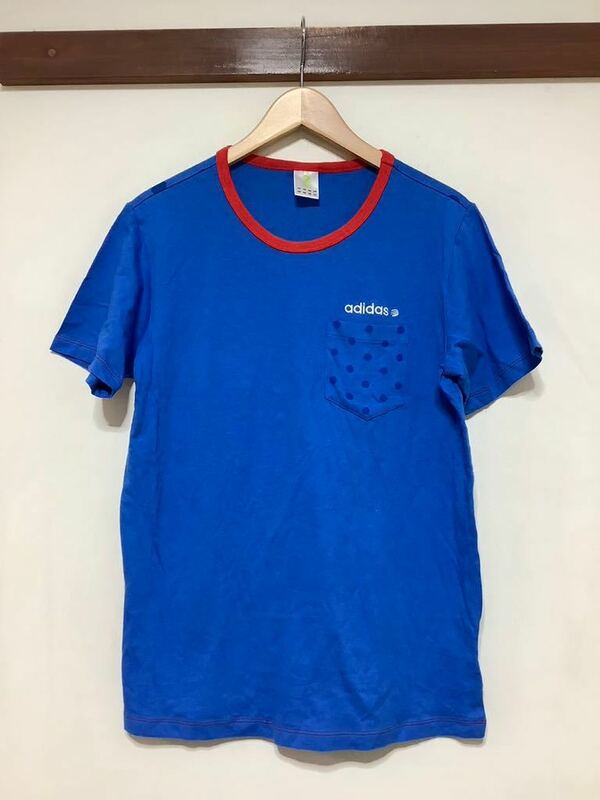 そ1189 adidas neo アディダス ネオ ドット柄 半袖Tシャツ L ブルー ポケットTシャツ