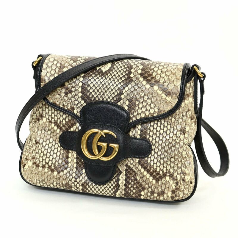 《美品～超美品》GUCCI　グッチ　ダブルG　GGマーモント　パイソンレザー　ショルダーバッグ　648934　◆ME083