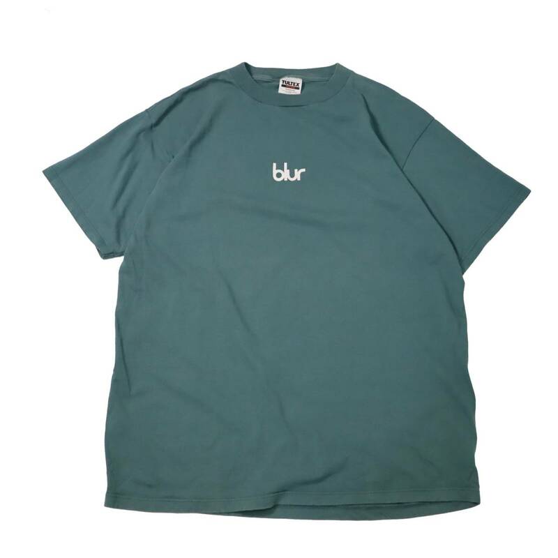 [XL] 90s Blur ロゴ プリント Tシャツ ブルー グリーン Tultex USA ブラー ブリットポップ バンド oasis ビンテージ vintage