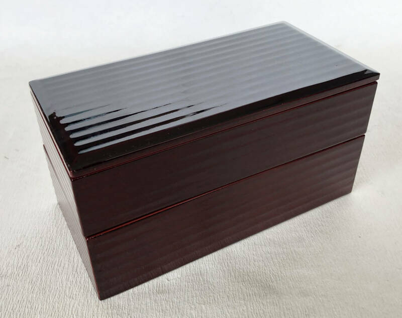 弁当箱 木製 二段カンナ目弁当 漆塗 日本製 重箱