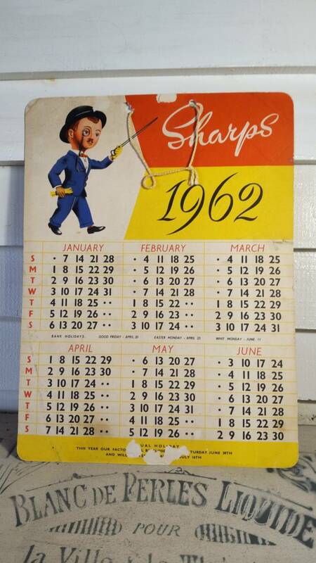英国ヴィンテージ　1962年　Edward Sharps & Sons の両面カレンダー