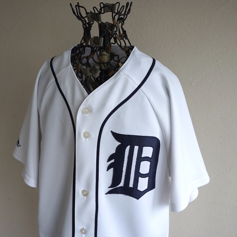 2000s ヴィンテージ Majestic MLB デトロイト・タイガース #15 INGE ベースボールシャツ S位 白紺 ゲームジャージ USA アメリカ 海外 古着