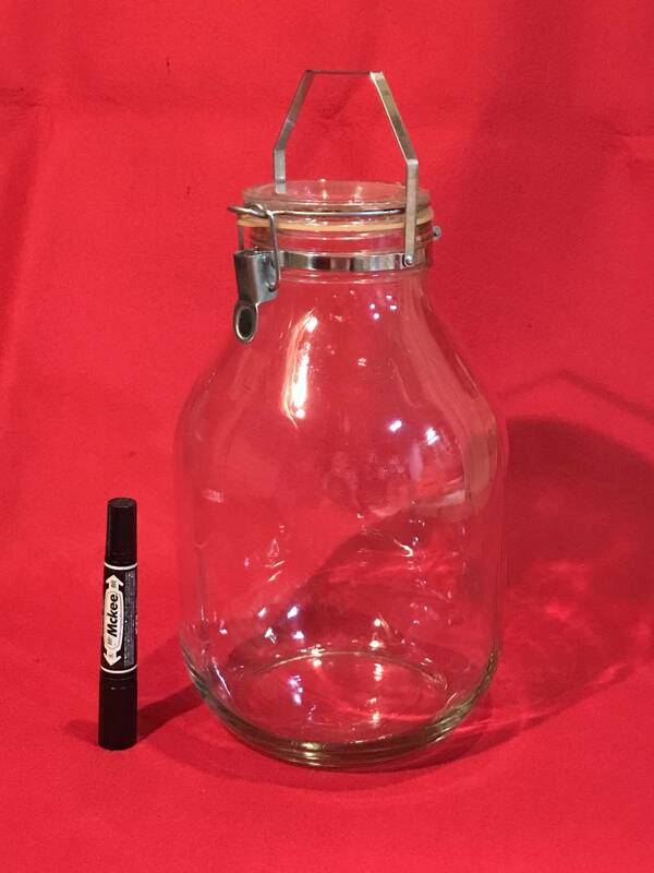 Ａ5953●レトロ アンティーク ガラス瓶 保存容器 保存瓶 口約φ8.5(内側) 最大φ約18×ｈ30㎝ キズ汚れくもりなどあり