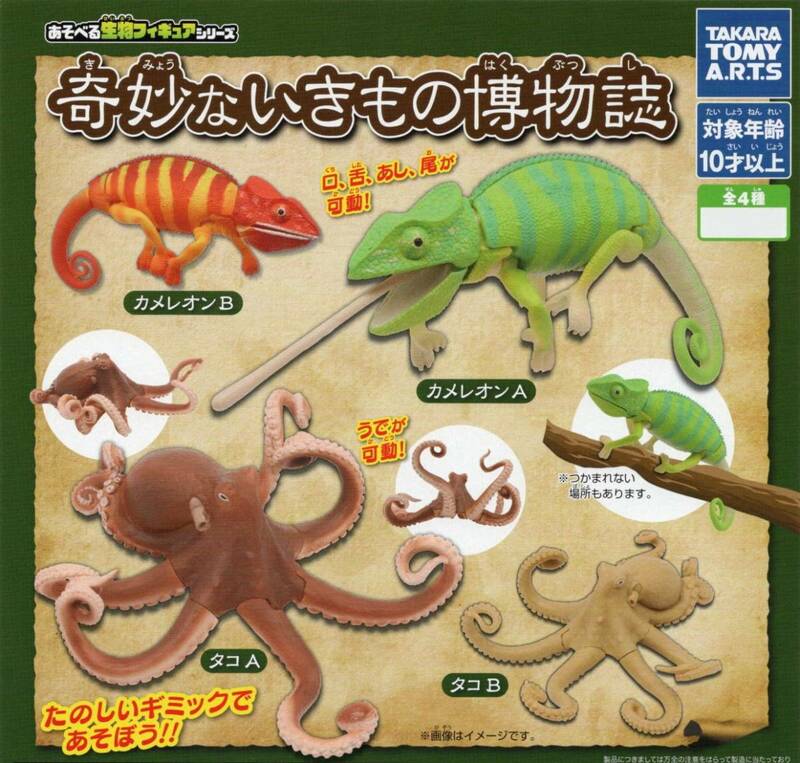 ◆-□　[即決)　ガチャ　タカラトミー　あそべる生物フィギュアシリーズ　奇妙ないきもの博物誌　( 全４種セット )