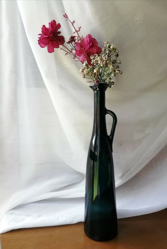ガラス ボトル フラワーベース アンティーク オリーブ色 花瓶 一輪挿し グリーン インテリア antique colored glass vases 送料込み