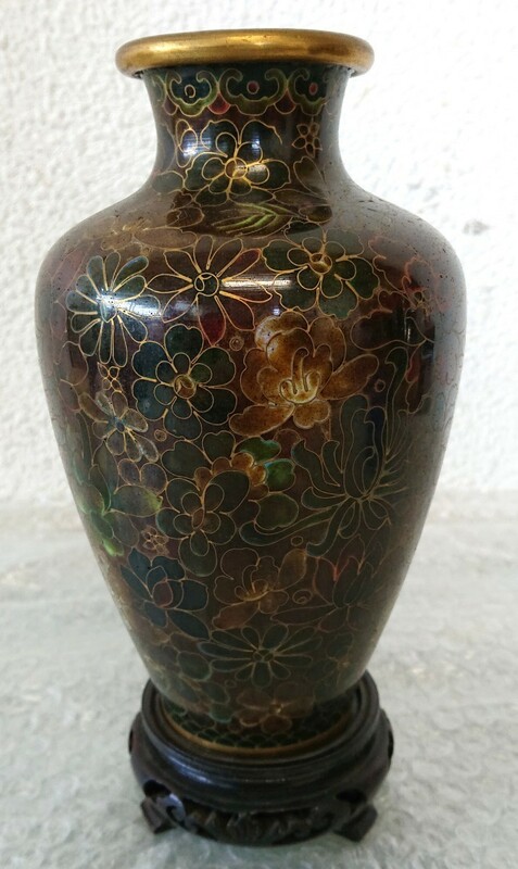 花瓶 七宝焼 中国美術 古物 田舎の蔵から 