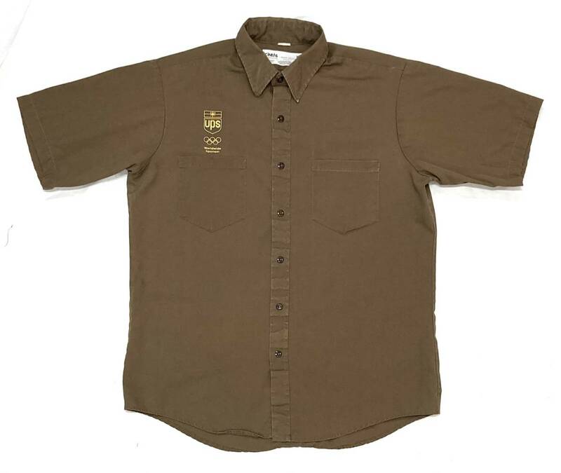 USA製 UPS 企業 ワークシャツ L 半袖シャツ オリンピック フロッキー ユニフォーム United Parcel Service ユナイテッドパーセルサービス 