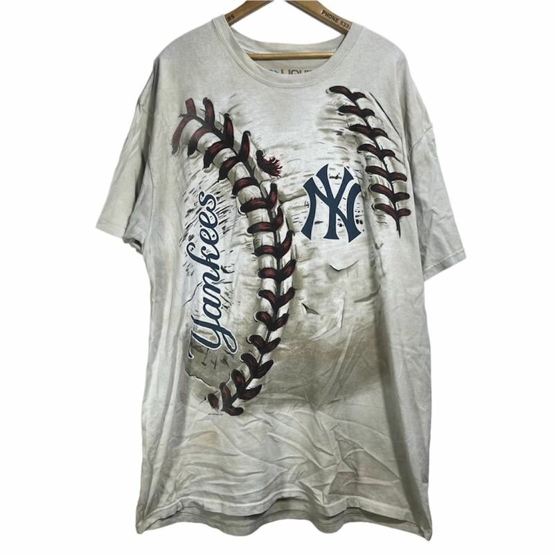 ■ LIQUID BLUE MLB New York Yankees タイダイ プリント Tシャツ サイズXXL 古着 リキッドブルー ヤンキース メジャー 野球 ストリート ■