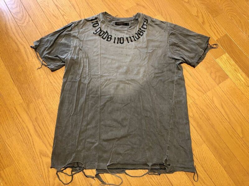 2003 SS UNDERCOVER SCAB期 ダメージ加工 Tシャツ XL グレー arts But beautiful GIZ 民族柄 瘡蓋 ボロ
