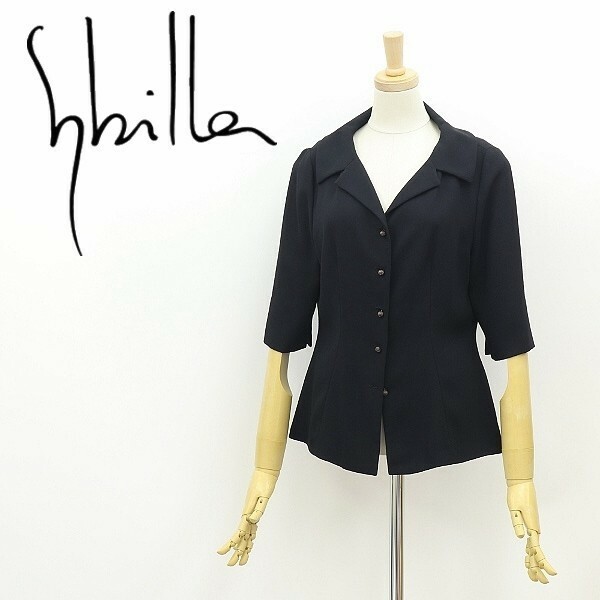 ◆Sybilla シビラ デザインボタン 五分袖 ジャケット 黒 ブラック 42