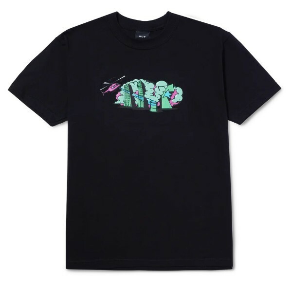 HUF*ハフ*US:XXL[STREET LEVEL]ブラック/プリント半袖Tシャツ