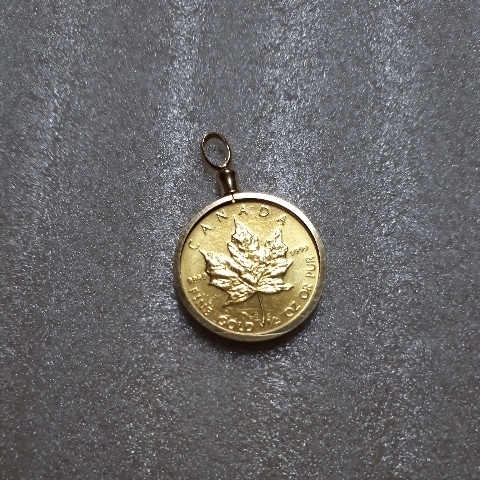カナダ メイプルリーフ金貨 1/4オンス　コイントップ　枠付き 純金　エリザベスⅡ 
