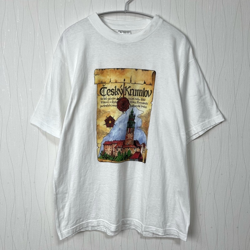 デッドストック アートTシャツ 風景 白 ビンテージ 00s 2000s Y2K コットン XL 古着 deadstock dead stock