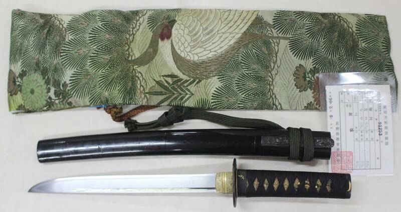 希少 数寄者放出品 平造り 短刀 日本刀 拵 外装 長さ28.2cm 無銘 刀装具 