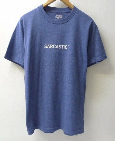 ◆SARCASTIC サキャスティック ロゴプリント クルーネック Tシャツ ネイビー サイズM 美