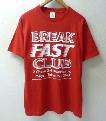 ◆BREAKFAST CLUB ブレックファスト クラブ ロゴプリント クルーネック Tシャツ 赤 サイズM 美