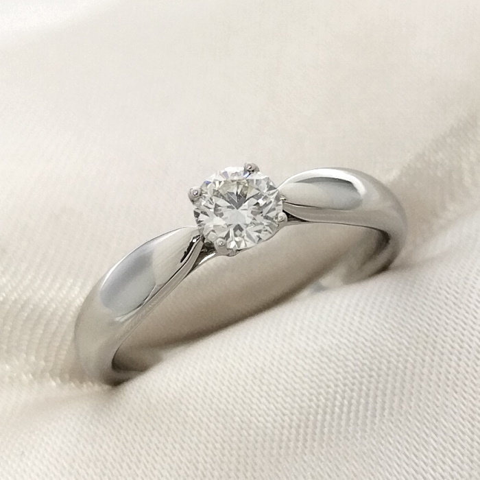 【中古】Tiffany＆Co. ソリティア ハーモニーリング Pt950 プラチナ ダイヤモンド D0.23ct 約5号 約3.3g