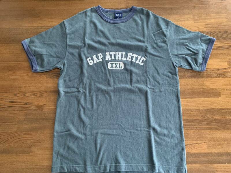 Gap Athletic　Tシャツ　グリーンｘネイビー　厚手　美品　S