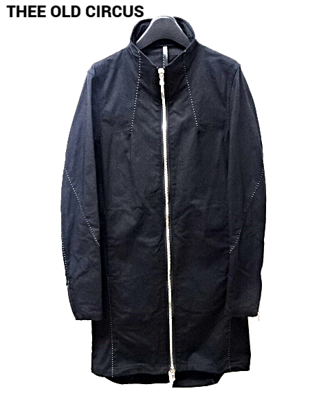 1 ¥46,200【THEE OLD CIRCUS 高密度ストレッチOX ディストーションネック シャツコート (裏地なし重軽量仕立て) 9134 DUST BLACK】