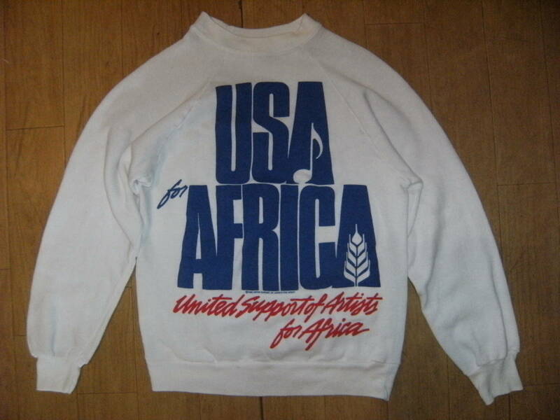 貴重★昭和レトロ★USA製品★当時物 1985年★洋楽 USA FOR AFRICA / WE ARE THE WORLD トレーナー マイケルジャクソン シンディローパー