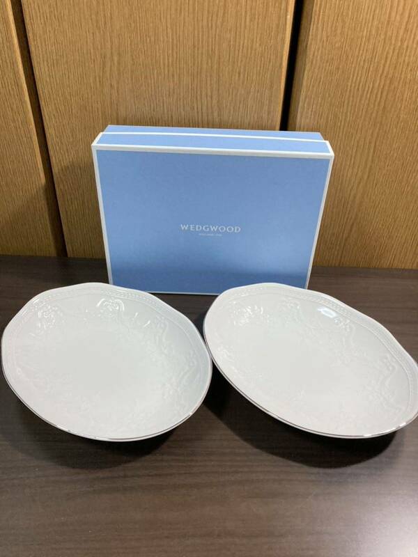 ▼ウェッジウッド≪ハーベスト オーバルボウル ２枚≫WEDGWOOD プレート ボウル ※銀縁キズ有