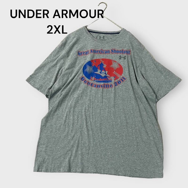 UNDER ARMOUR アンダーアーマー　Tシャツ　古着　大きいサイズ 2XL プリントTシャツ 大きい号　ゆるダボ　BIGTシャツ　ビッグTシャツ
