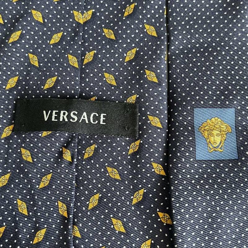 VERSACE （ヴェルサーチェ）ヴェルサーチ ネイビー黄色メデューサロゴネクタイ