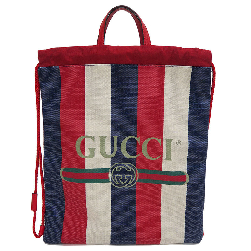 グッチ ドローストリング バックパック 473872 リュックサック キャンバス メンズ トリコロール GUCCI 中古