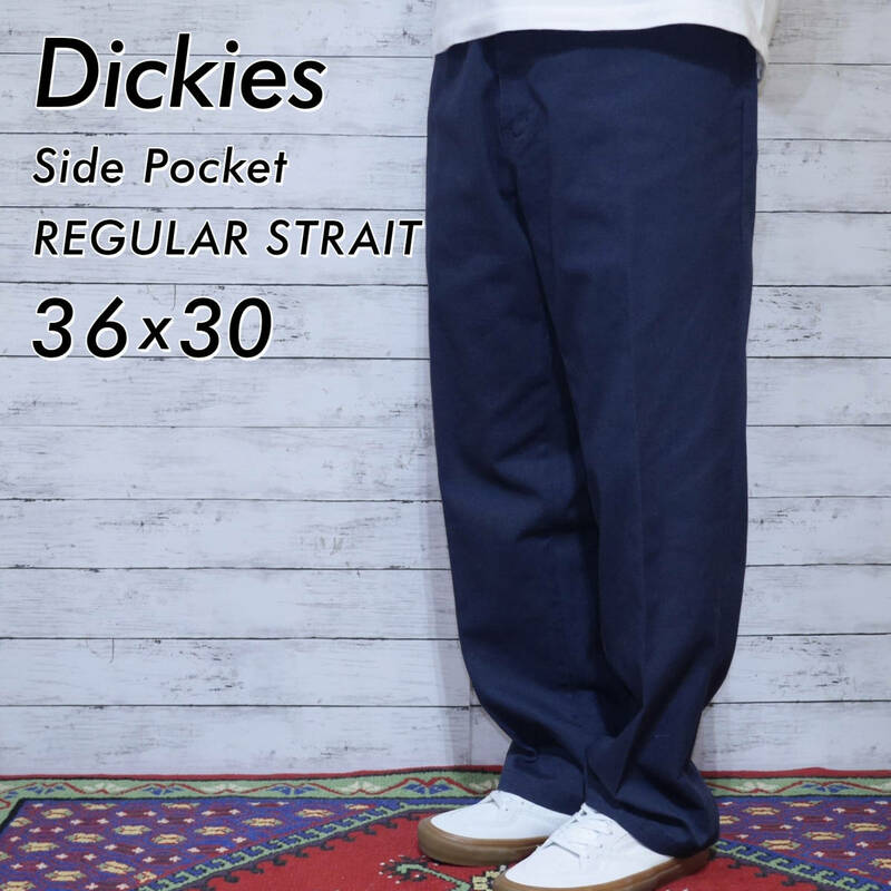 ディッキーズ Dickies W36 刺繍ロゴ サイドポケット チノパン 紺 W36 L30 REGULAR 刺繍ロゴ ワークパンツ スラックス ネイビー 20201317