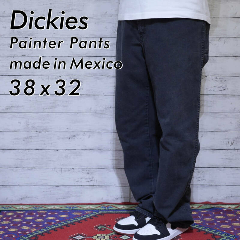 ディッキーズ Dickies 刺繍ロゴ W38 ダック地 ペインターパンツ 黒 W38L32 ピスネーム刺繍ロゴ メキシコ製 ワークパンツ ボトムス 20202329