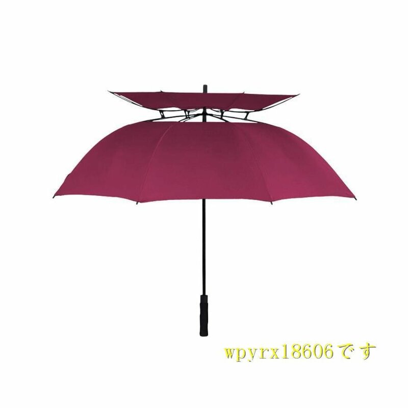 日傘 遮光 軽量 ゴルフ傘 大きい 風を通す二重構造 スポーツ観戦に最適 直径135cm 8本骨/ワインレッド