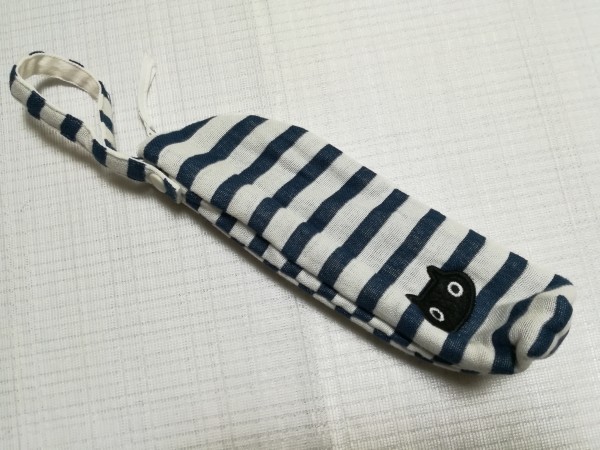 ☆美品☆マタノアツコ/ガーゼ哺乳瓶ケース、ポーチ/ボーダーネイビー猫