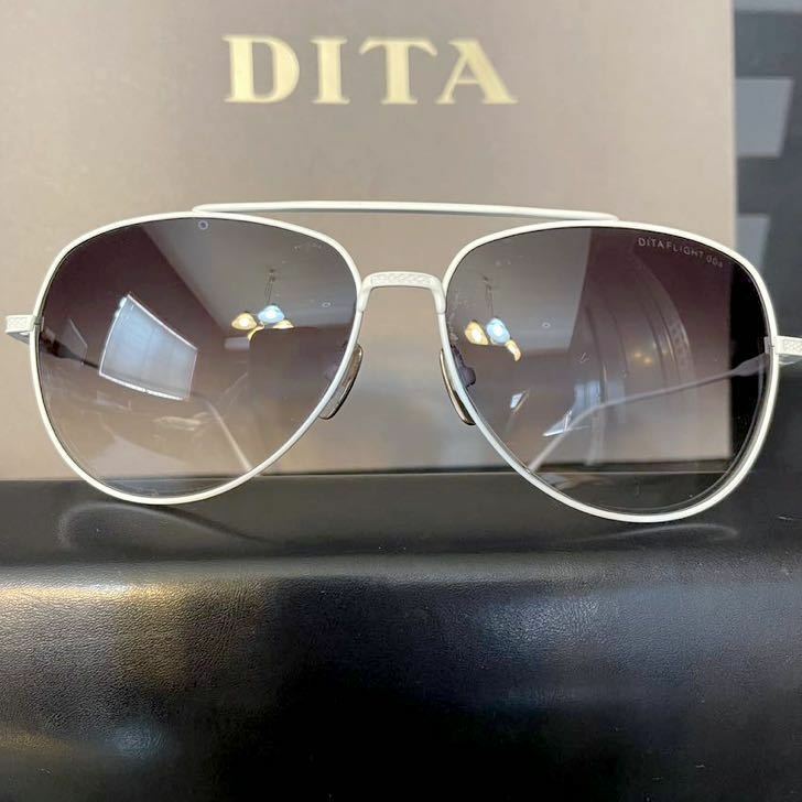 限定モデルDITAサングラスflight4眼鏡フレーム白フライト青ティアドロップ 美品グラデーション