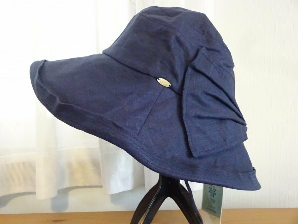 ↓Siggi↓紺色帽子　つば広ハッチ　スタイルハット タグ付ハット　サイズ５７cm　キャップ　帽子　UVカット