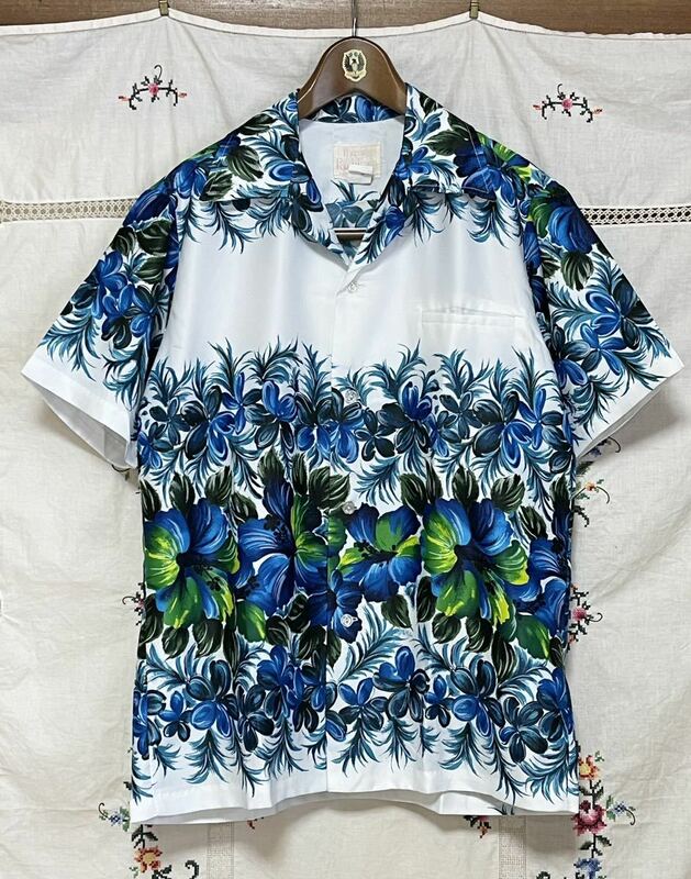 Haleaka Fashions アロハシャツ ビンテージ 大きめサイズ ハイビスカス