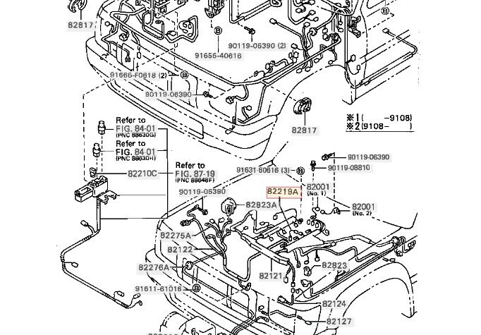 送料無料 VZN130 ハイラックス サーフ 4RUNNER PICKUP T100 Hilux 3.0L トヨタ 純正 82219A センサ ワイヤ 新品 未使用 KNOCK SENSOR