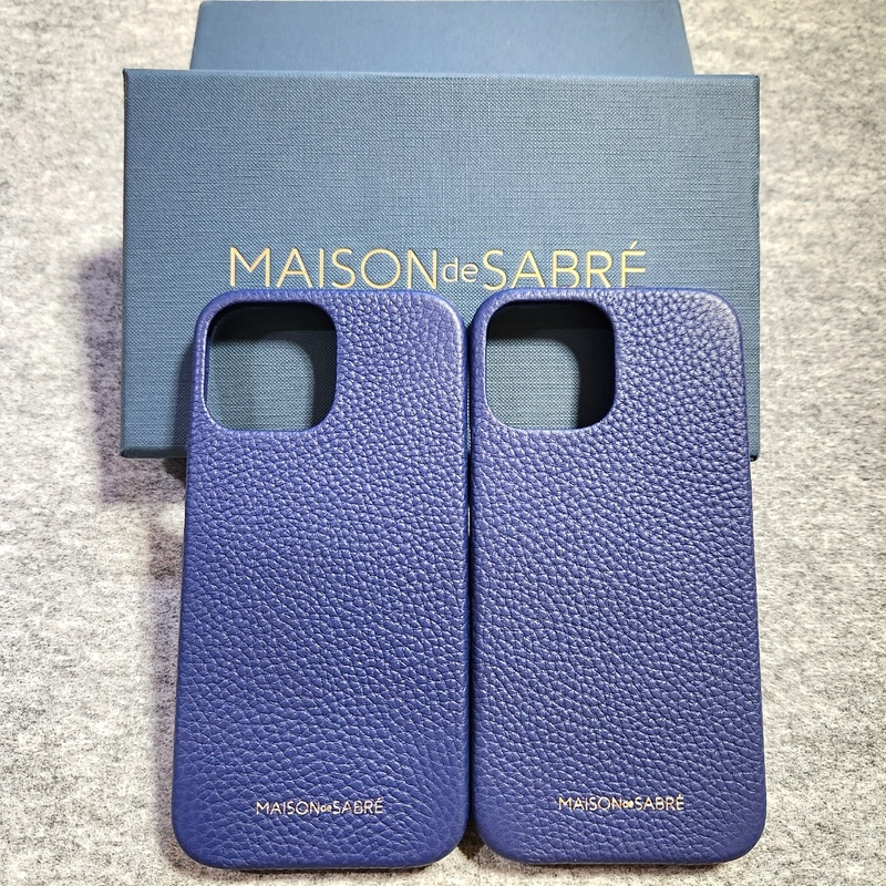 未使用 2点 ケース 牛革 本革 iPhone13 PRO MAX MAISON de SABRE メゾンドサブレ Lapis Blue スマホカバー MagSafe 60s23-2044