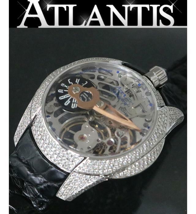銀座店 美品 アジムート SP-1-PR-PV スペースシップ プレデター 純正フルダイヤ メンズ 腕時計
