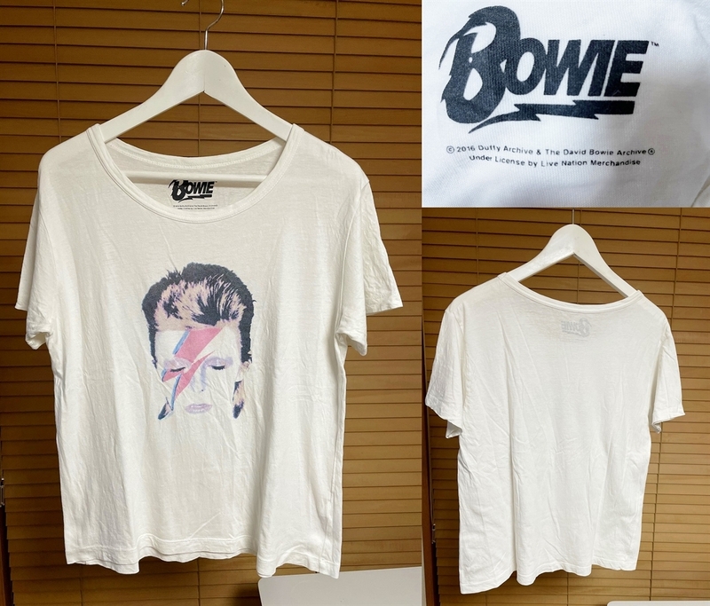 【必見 国内正規品】GU × David Bowie ジーユー × デヴィッド・ボウイ ALADDIN SANE アラジン・セイン プリント 半袖 Tシャツ L ホワイト