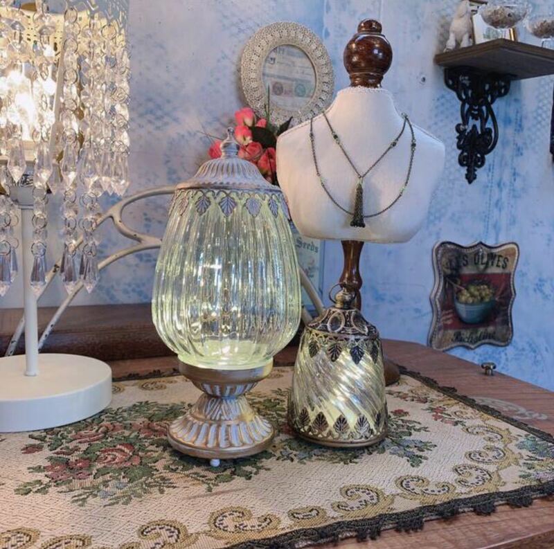 アンティークな部屋 / Elegant lamp/2個セット/ LEDスタンドライト&ハンギングライト/ White gold #インテリア雑貨 #スタンドランプ 