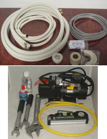 [レンタル] エアコン設置ができる真空ポンプと工具、エアコン配管4.0ｍ電線付きセット